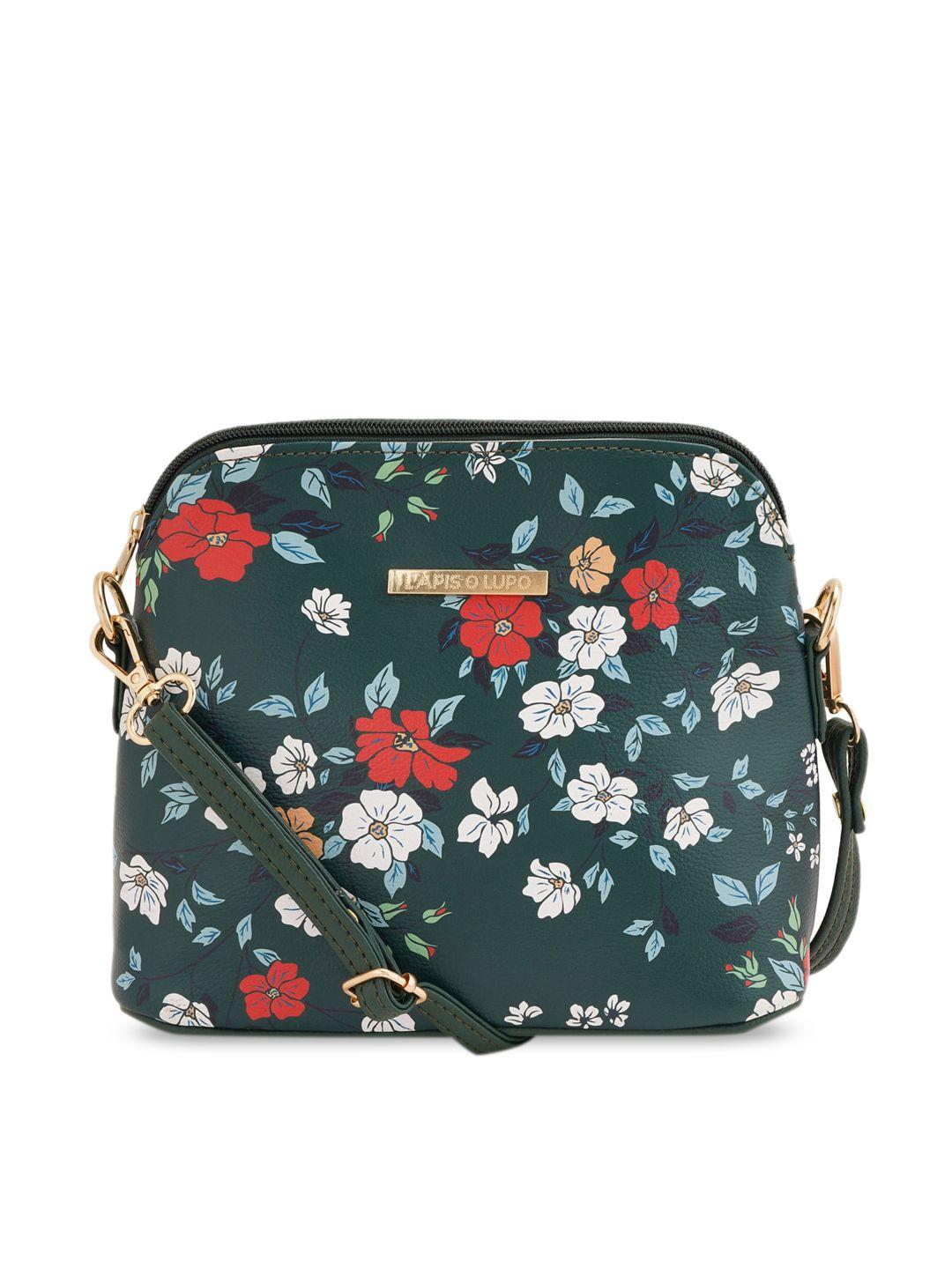 lapis o lupo floral printed structured sling bag