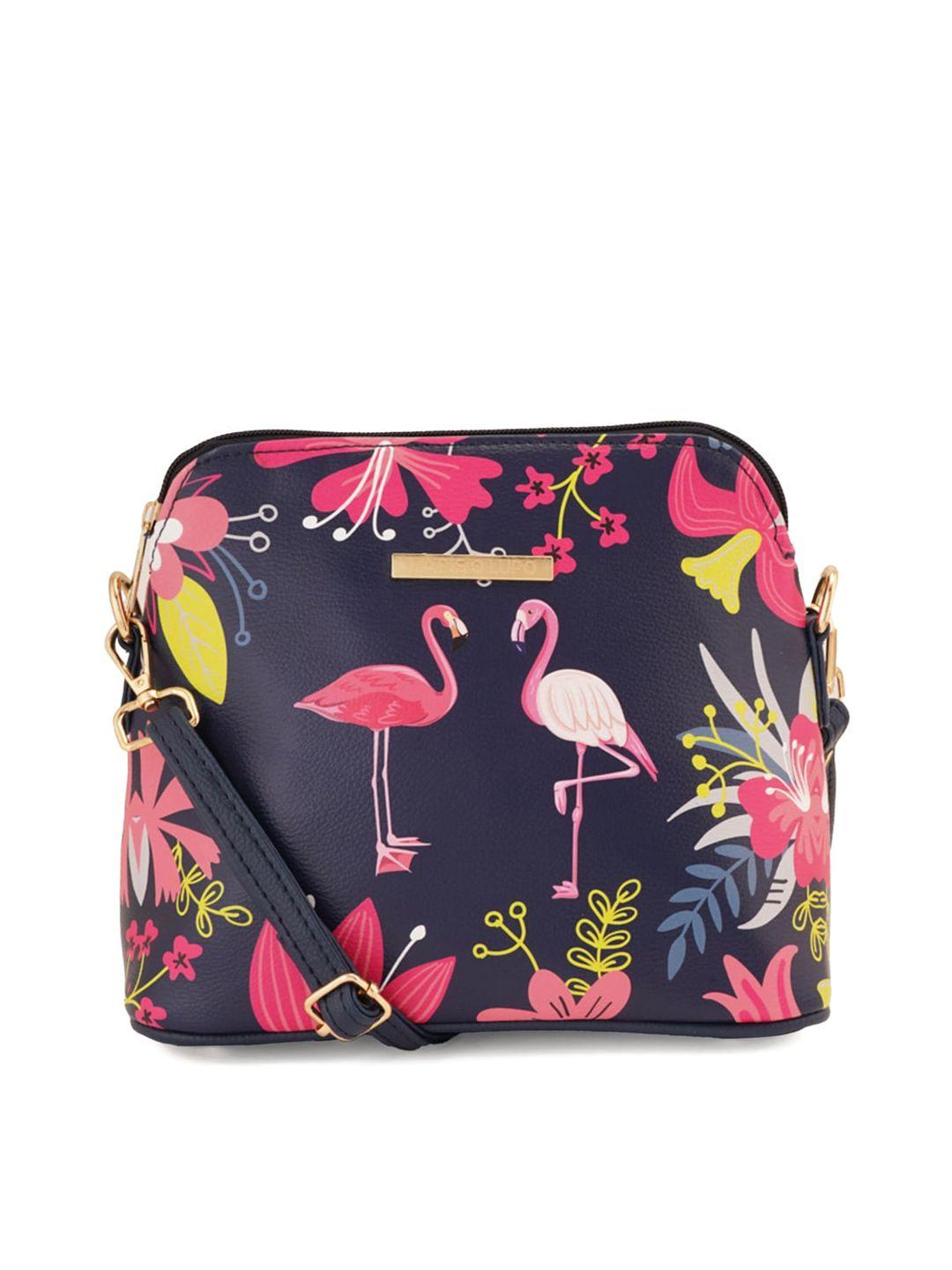 lapis o lupo floral printed structured sling bag