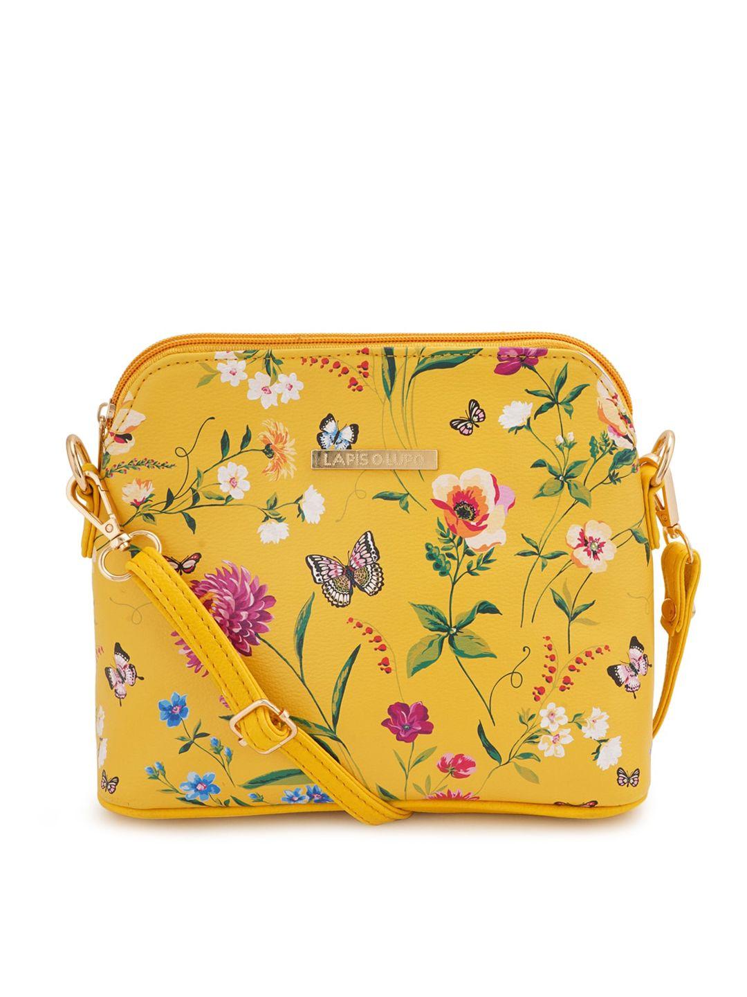 lapis o lupo floral printed structured sling bag