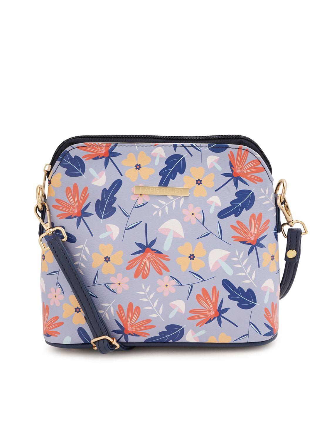 lapis o lupo floral printed structured sling bag