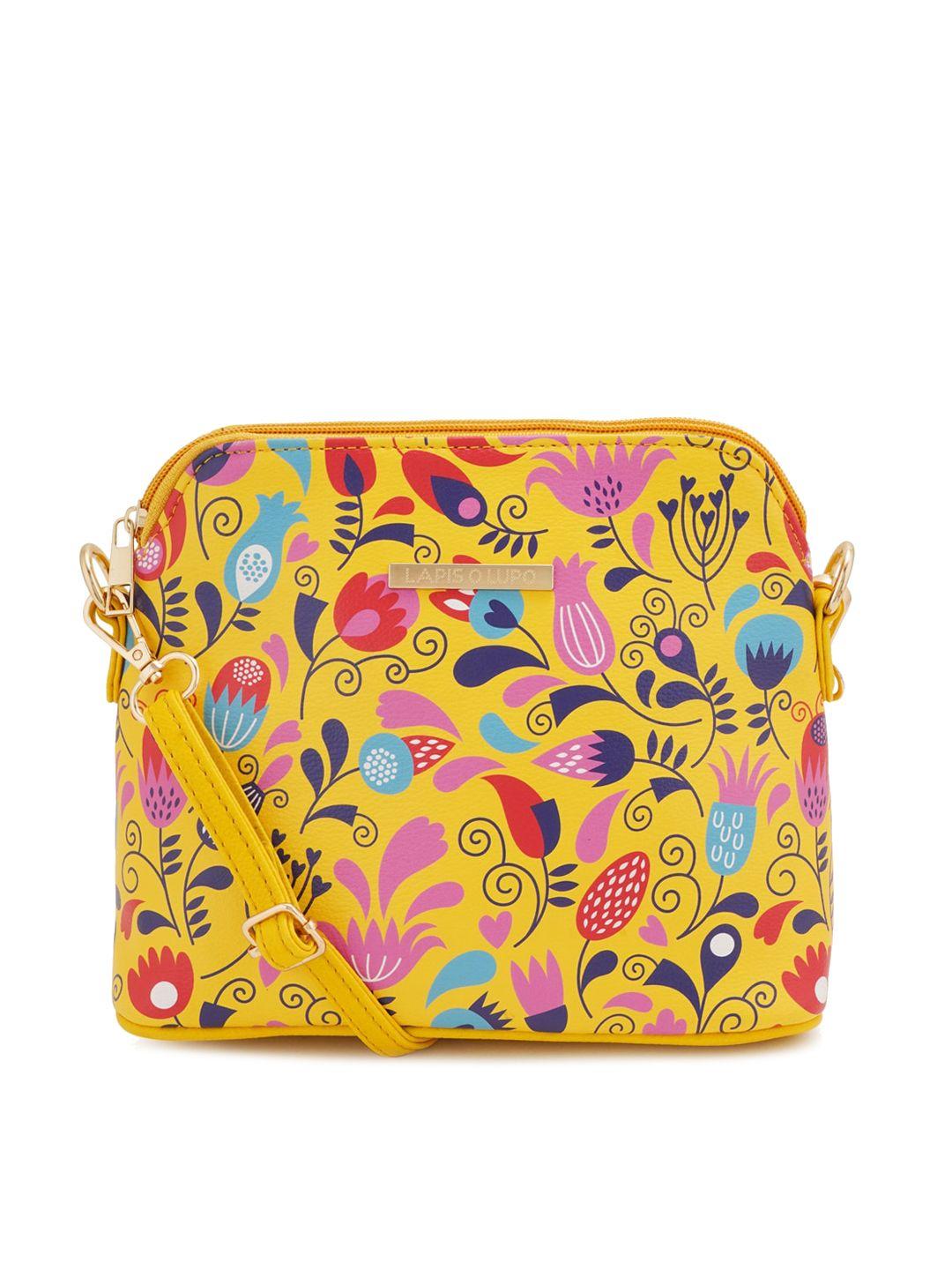 lapis o lupo floral printed structured sling bag