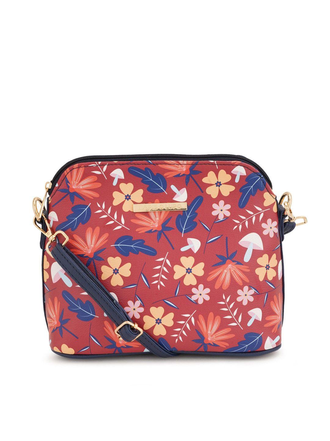 lapis o lupo floral printed structured sling bag