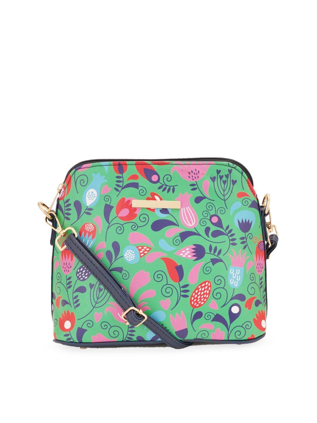 lapis o lupo floral printed structured sling bag