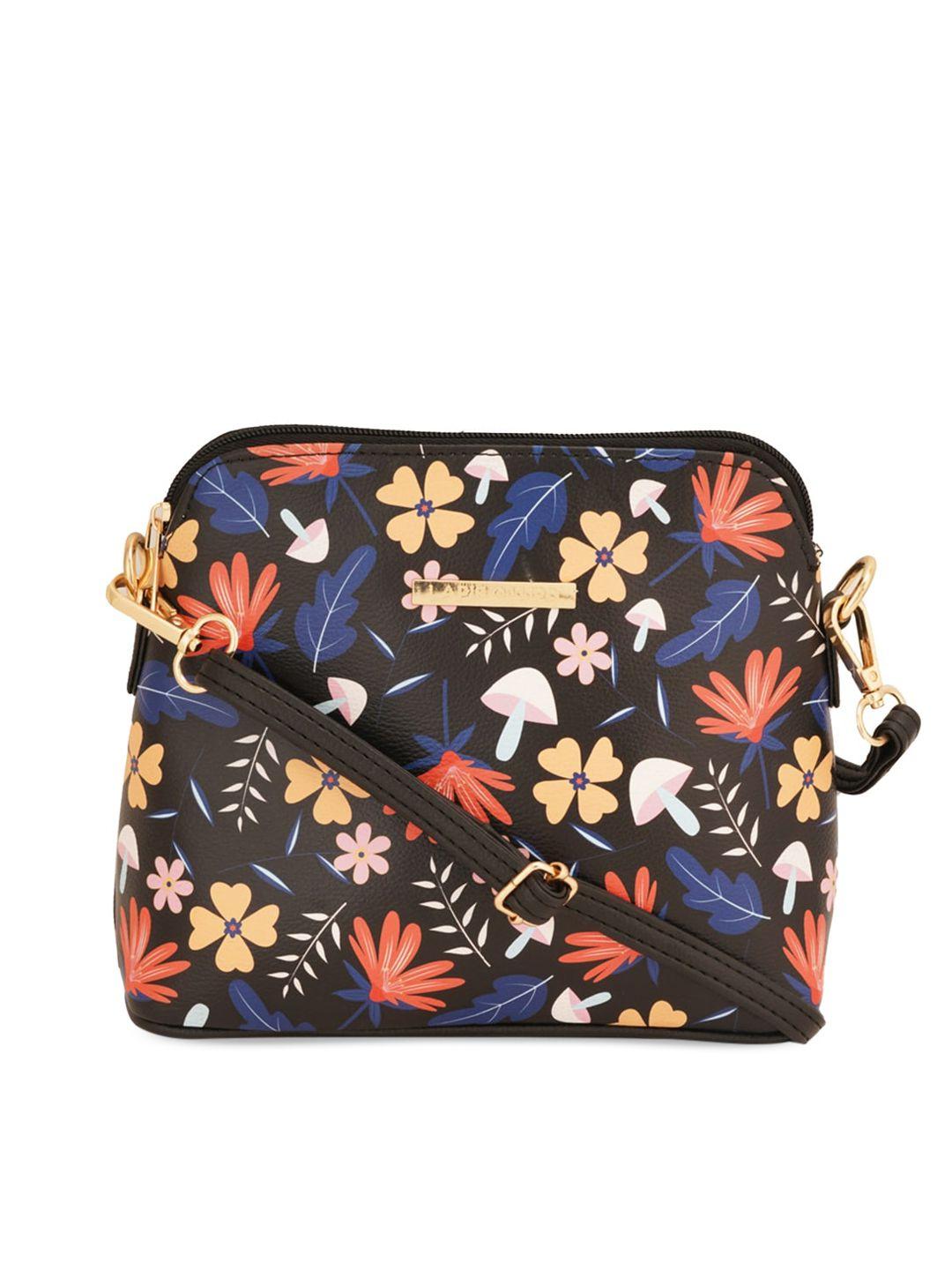 lapis o lupo floral printed structured sling bag
