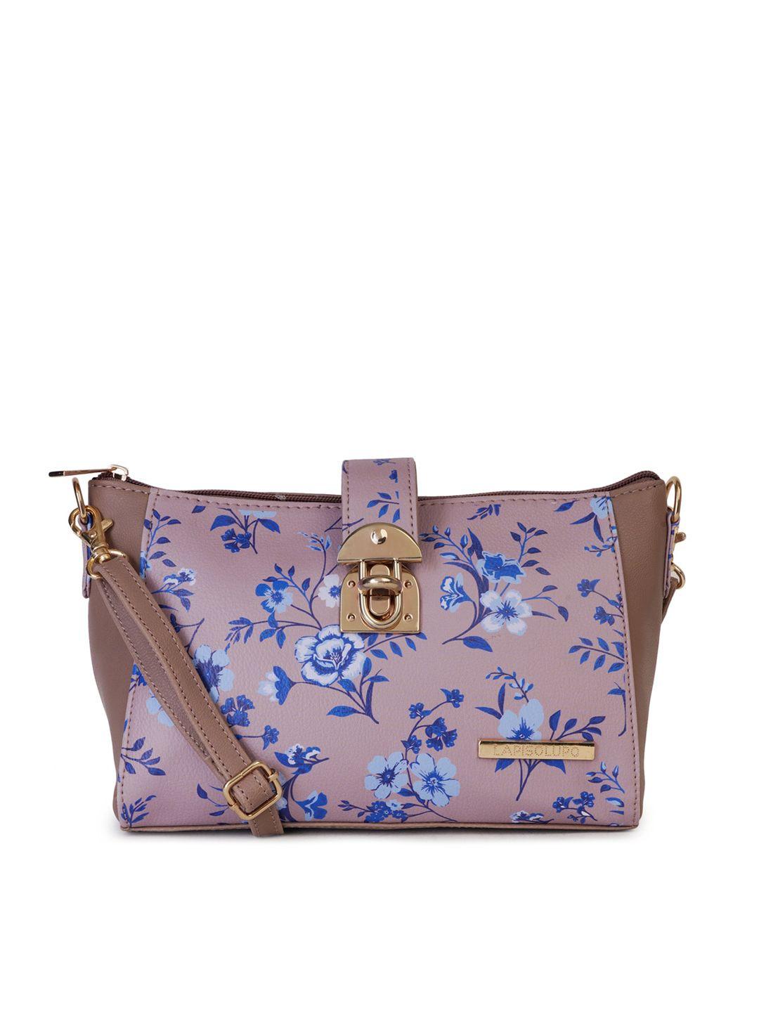 lapis o lupo mauve floral printed structured sling bag