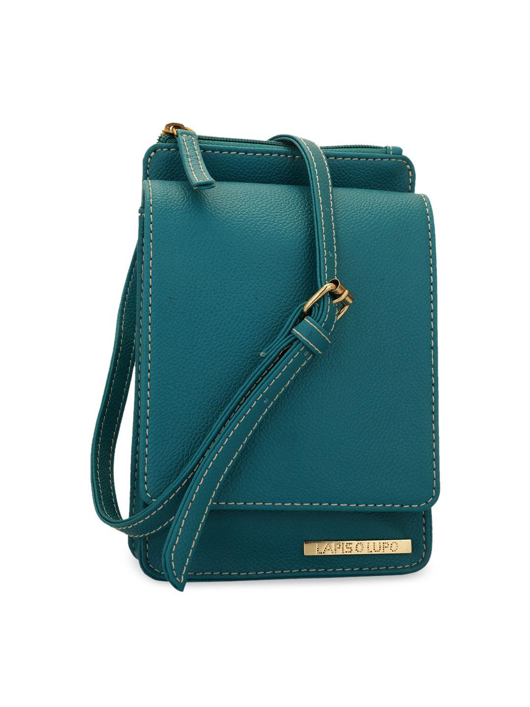 lapis o lupo turquoise blue solid mobile sling bag