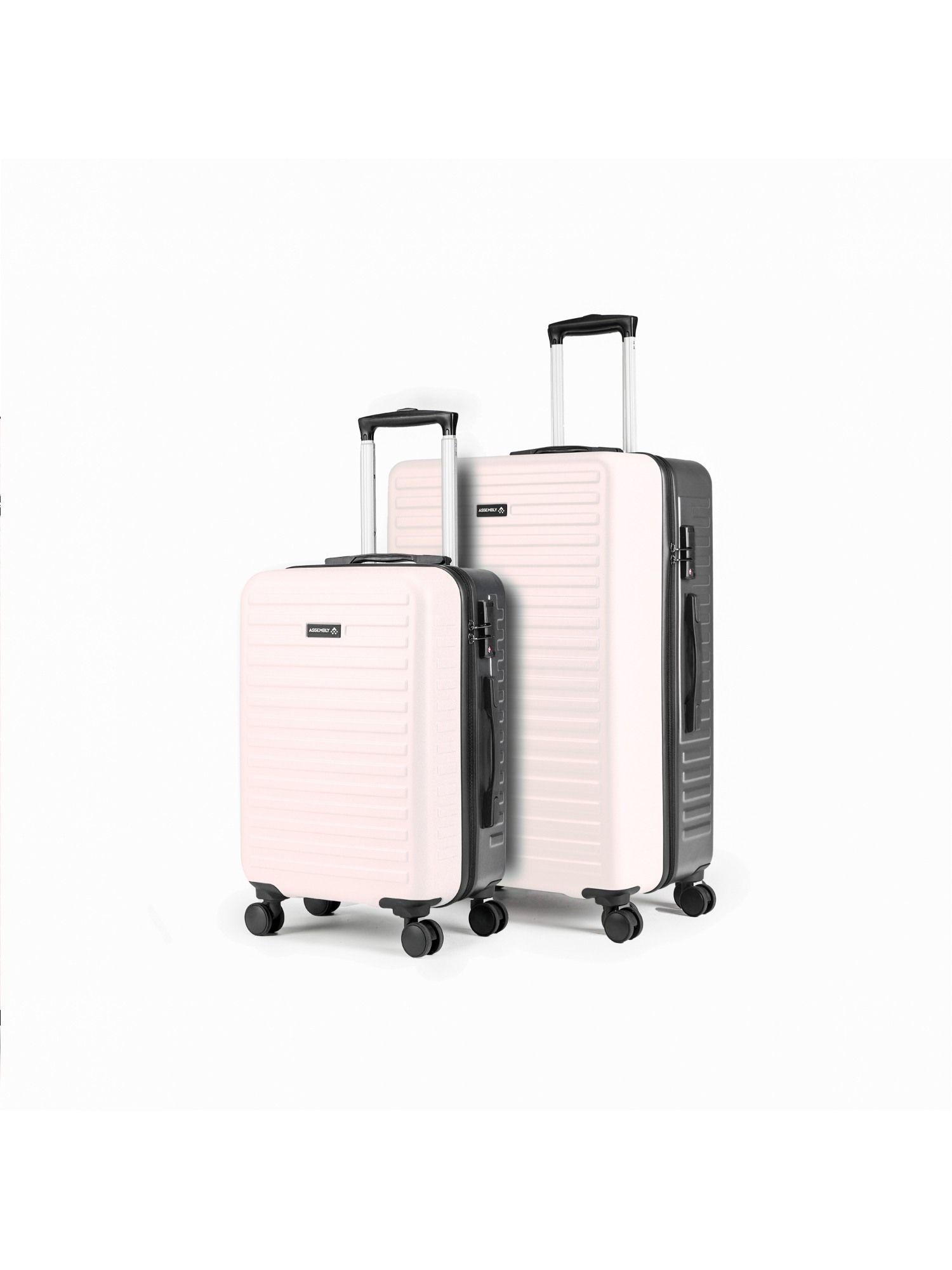 large check - in luggage & cabin trolley set of 2 - ivory & grey