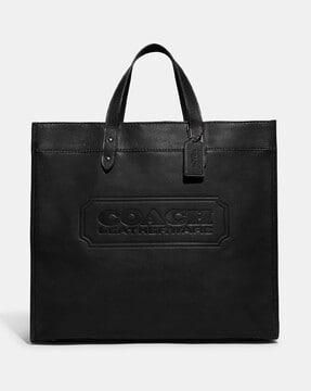 large field tote bag with coach badge & detachable strap