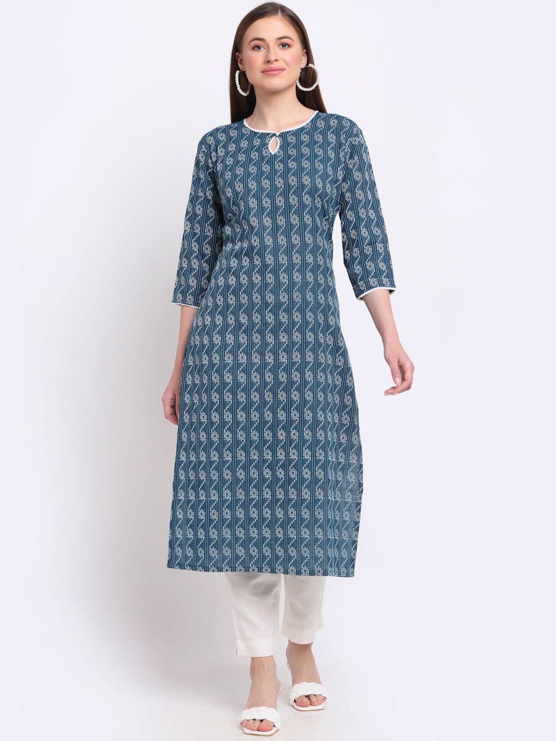 largish abstract printed pure cotton kurta with trousers