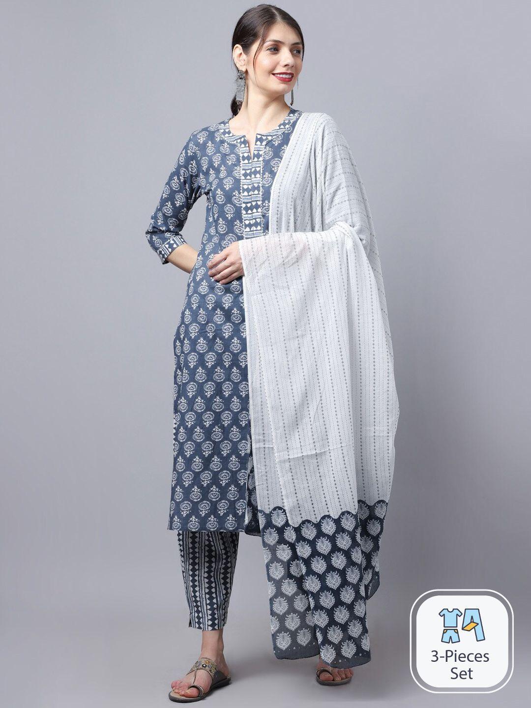 largish ethnic motifs printed gotta patti pure cotton kurta & trousers with dupatta