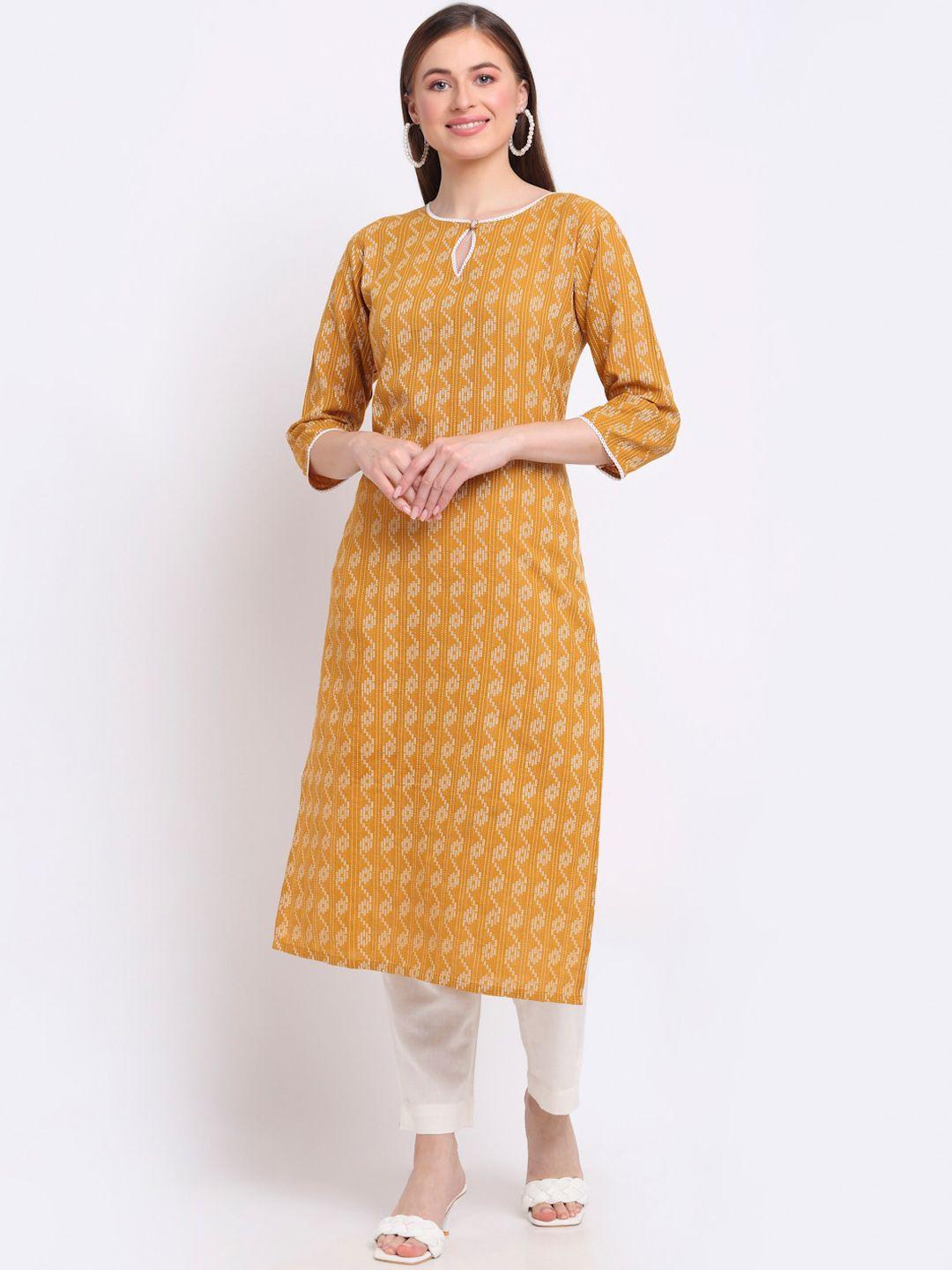 largish ethnic motifs printed regular pure cotton kurta with trousers