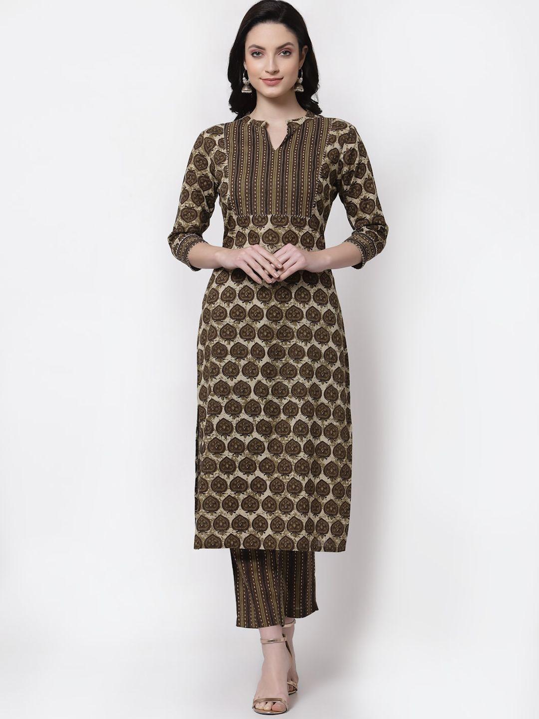 largish ethnic printed mandarin collar gotta patti straight kurta