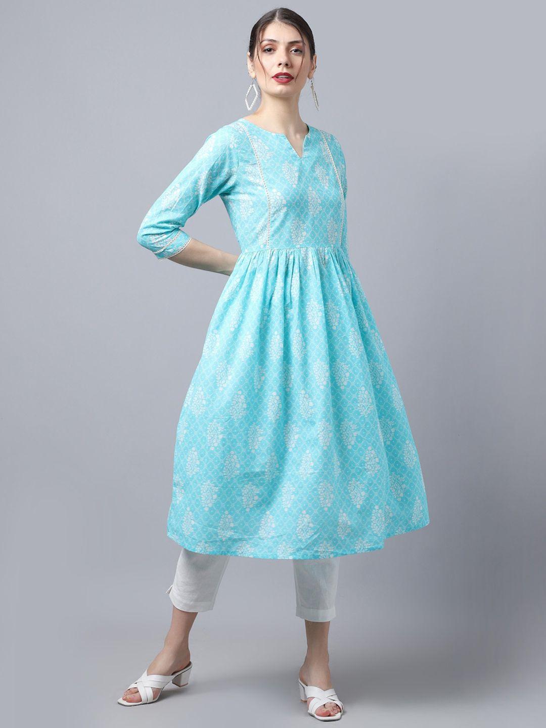 largish floral printed round neck cotton anarkali kurta