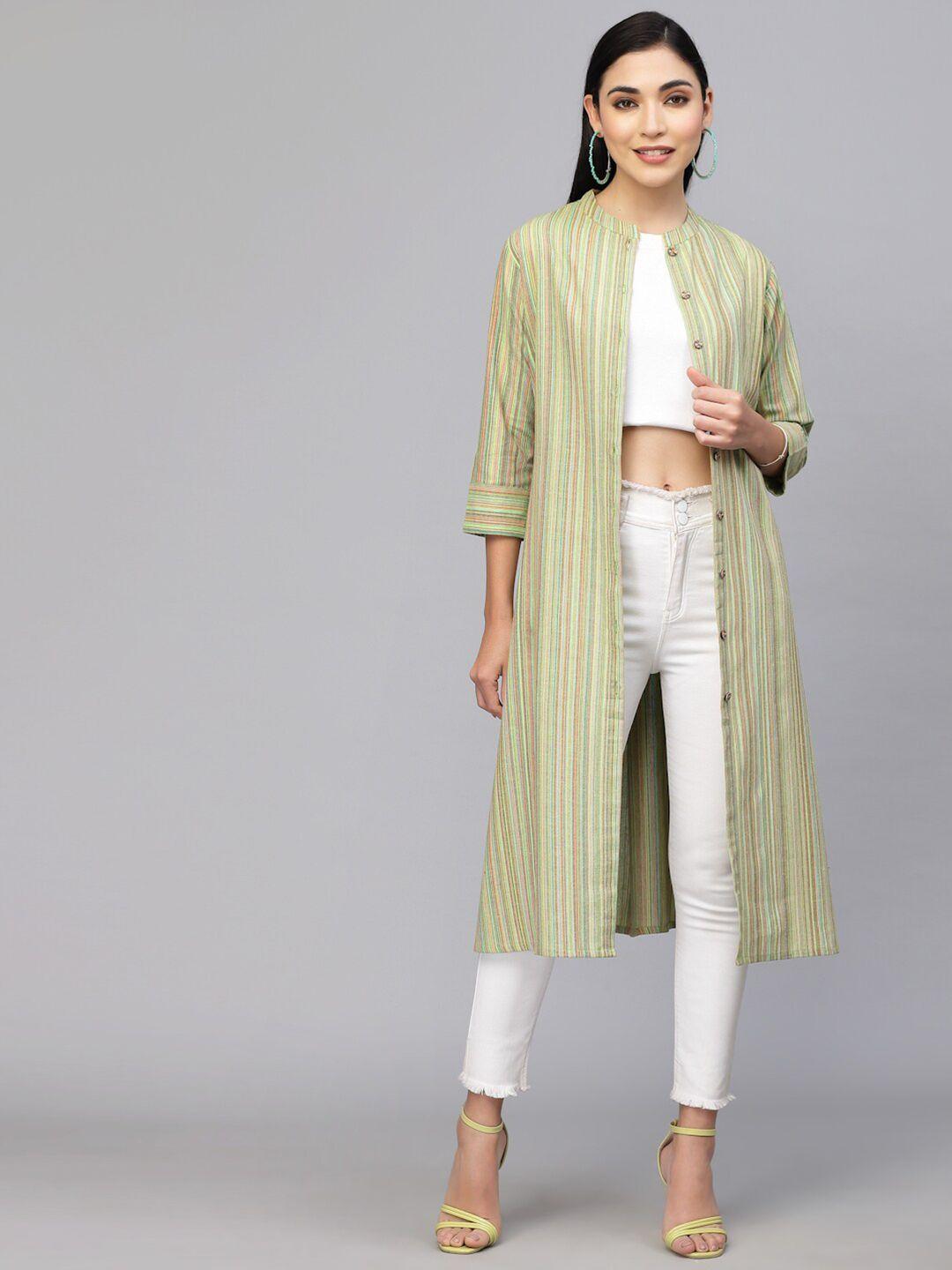 largish striped cotton longline button shrug