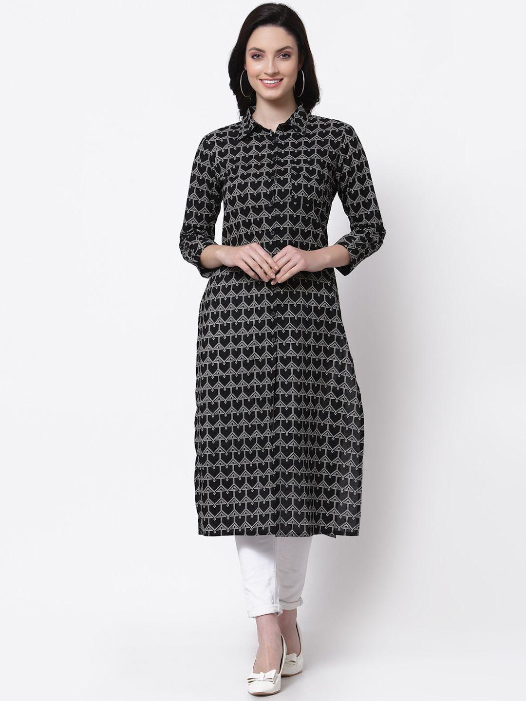 largish women black thread work kurta