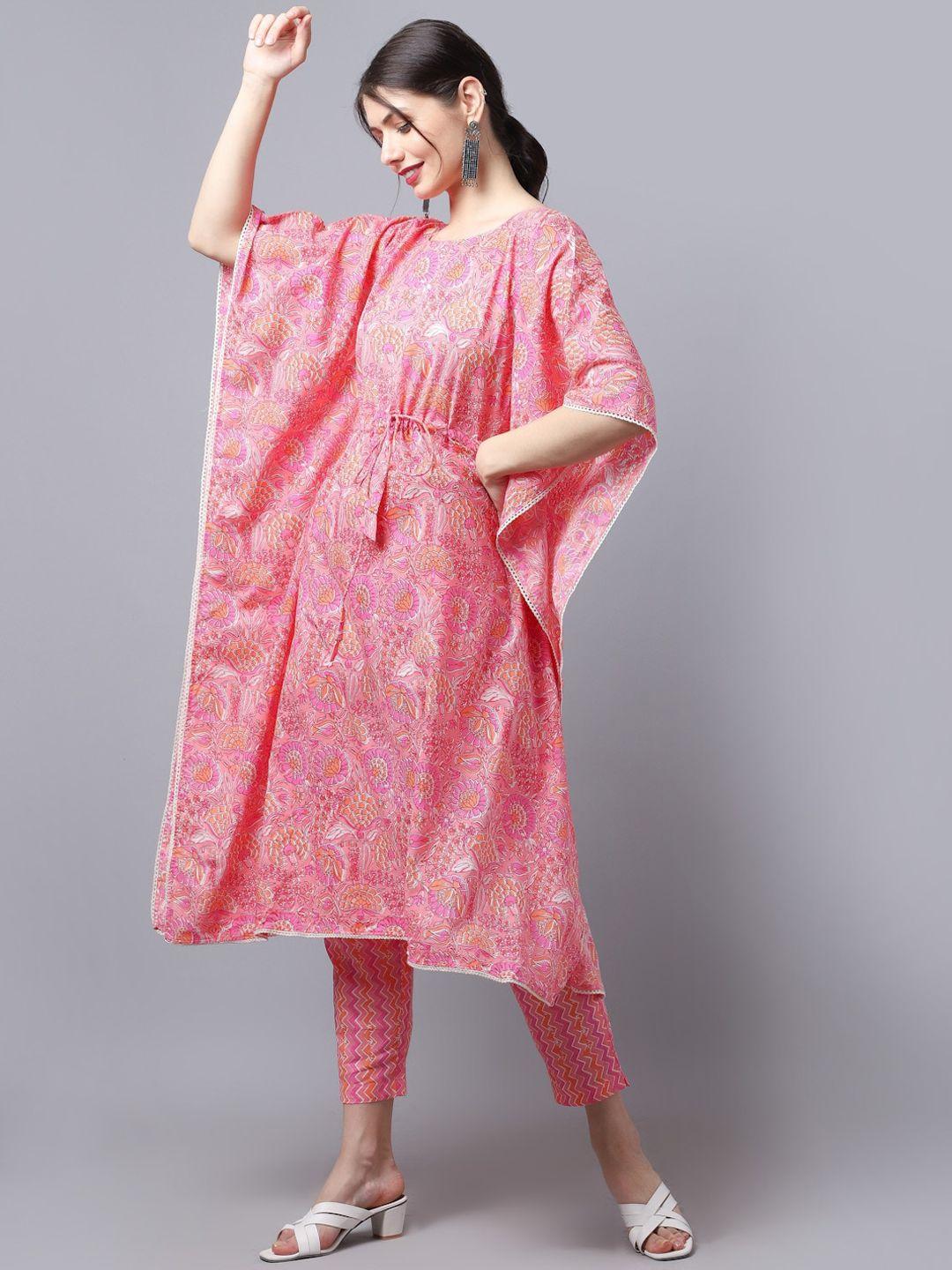 largish women peach-coloured ethnic motifs striped thread work kurta