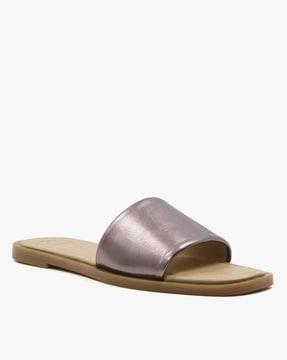 larissa metallic slip-on flat sandals