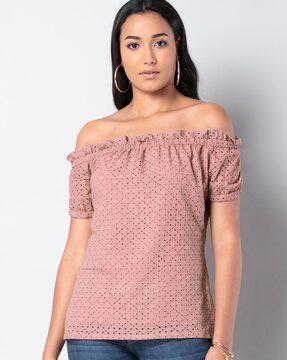 laser cut off-shoulder top