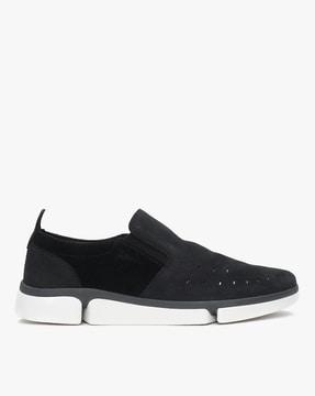 laser-cut panelled slip-on casual shoes