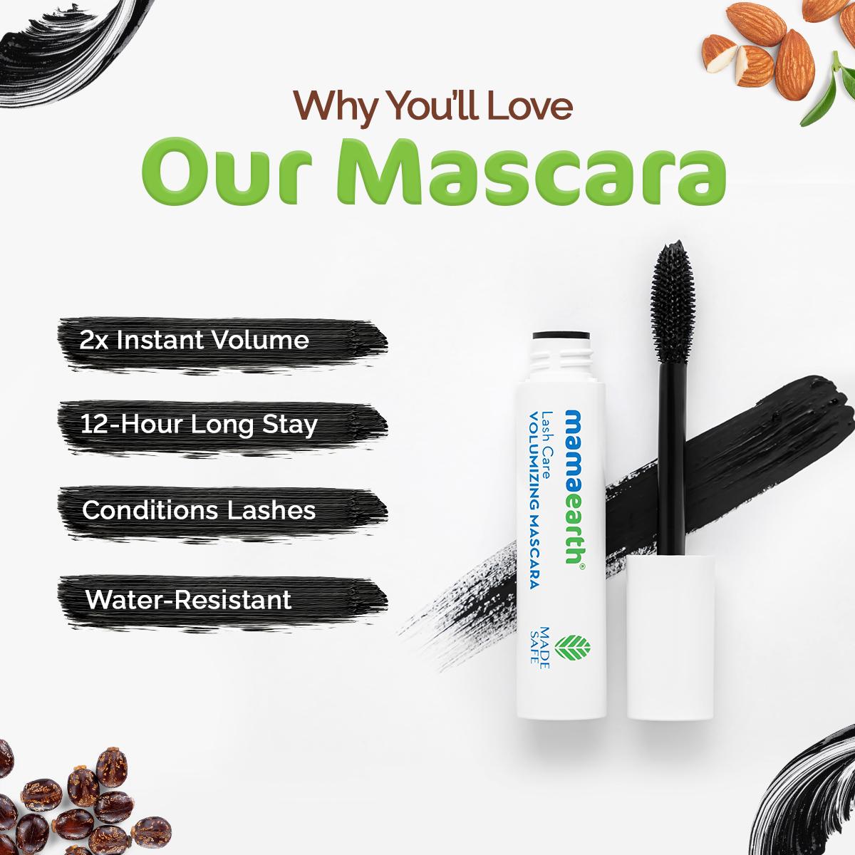 lash care volumizing mascara with castor oil & almond oil for 2x instant volume - 13 g