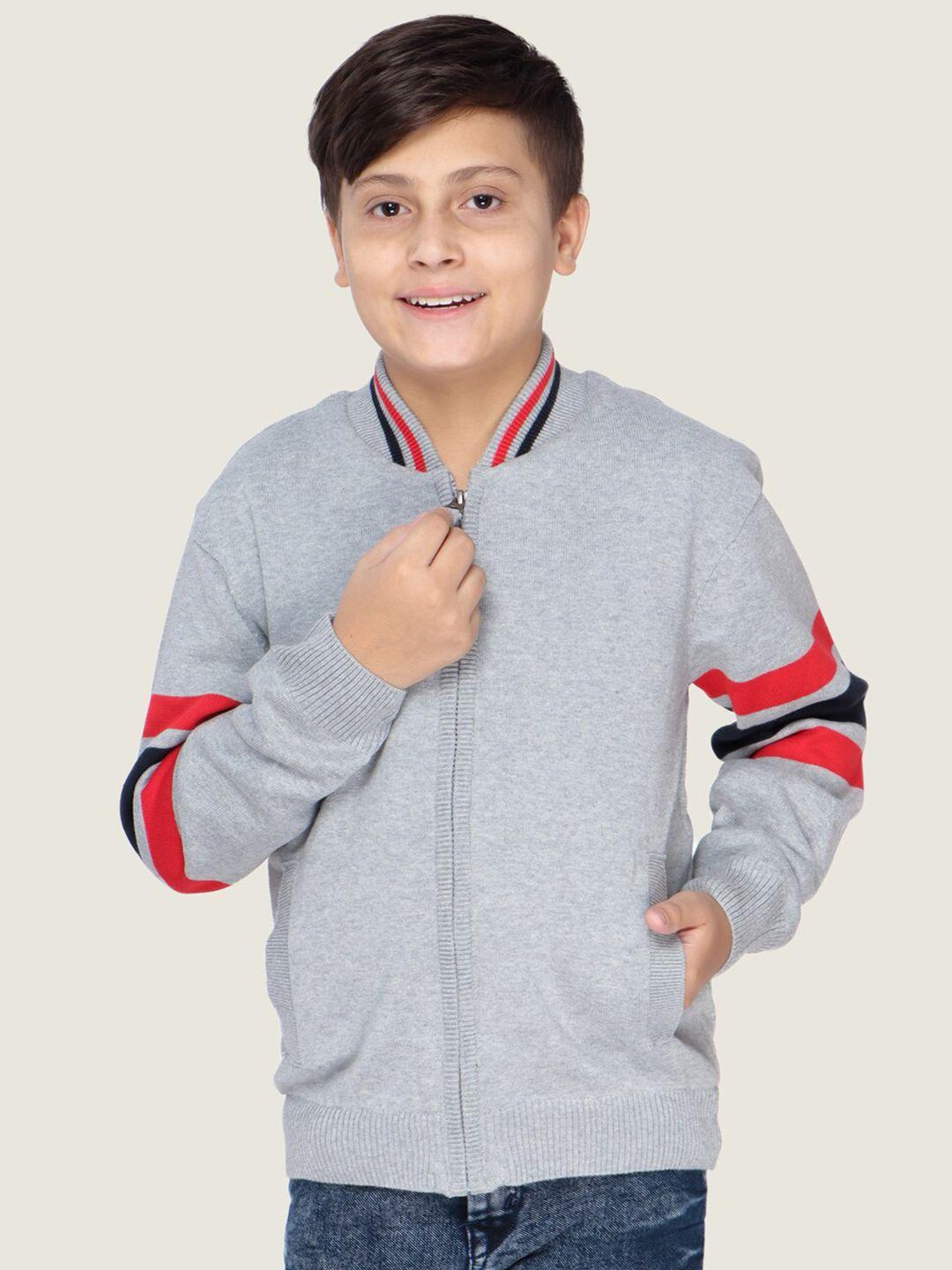 lasnak boys grey & red cotton pullover sweater