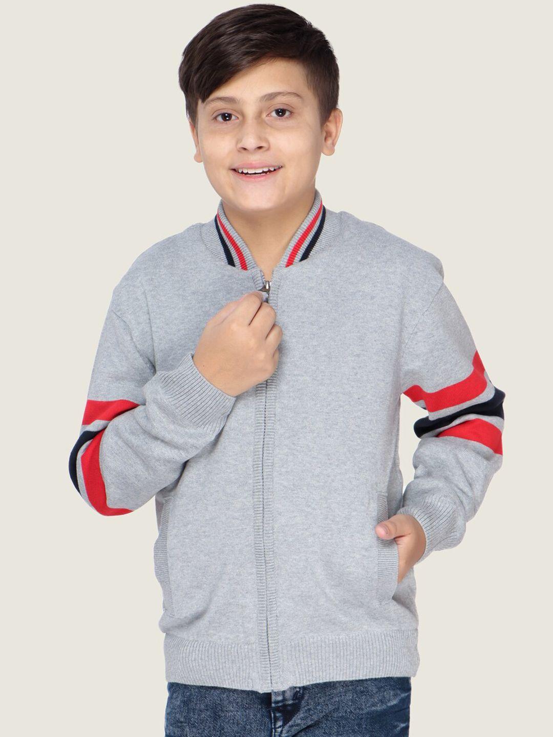 lasnak boys grey & red ribbed cotton sweater