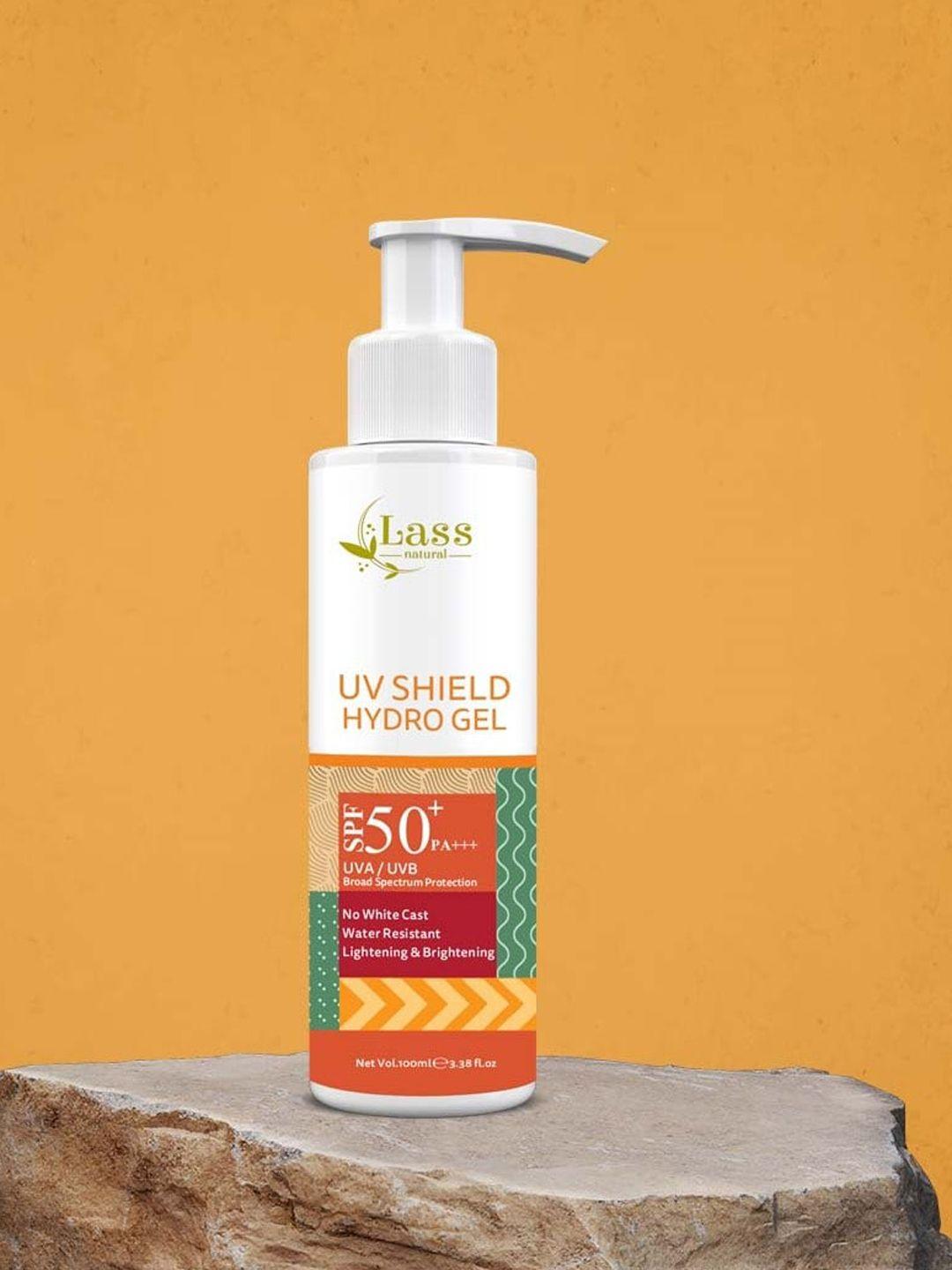 lass naturals uv shield hydro gel spf 50 pa+++ non sticky sunscreen - 100 ml
