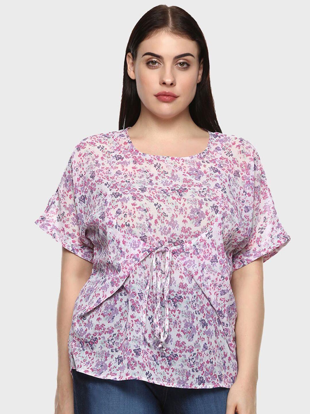 lastinch multicoloured & orchid tint floral print georgette top