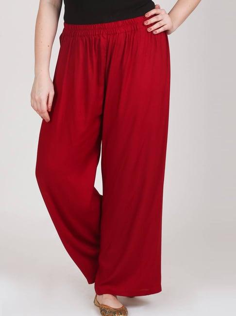 lastinch maroon rayon regular fit palazzos