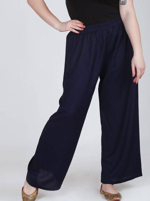 lastinch navy rayon regular fit palazzos