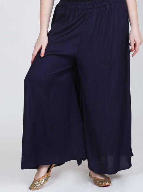 lastinch navy rayon regular fit palazzos