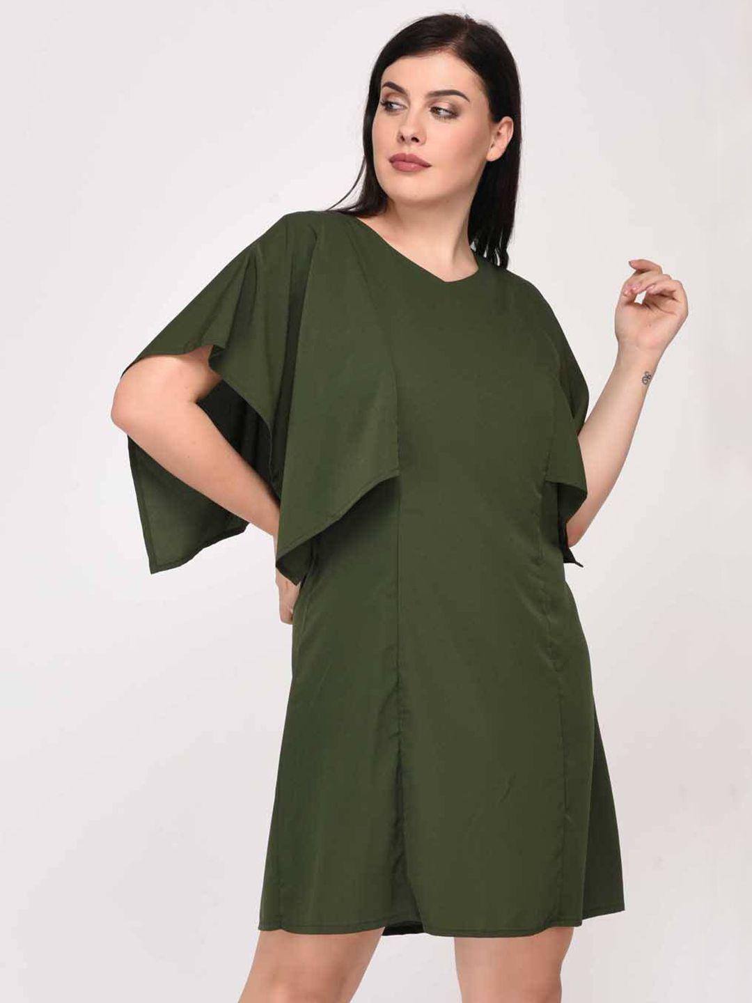 lastinch olive green solid a-line dress