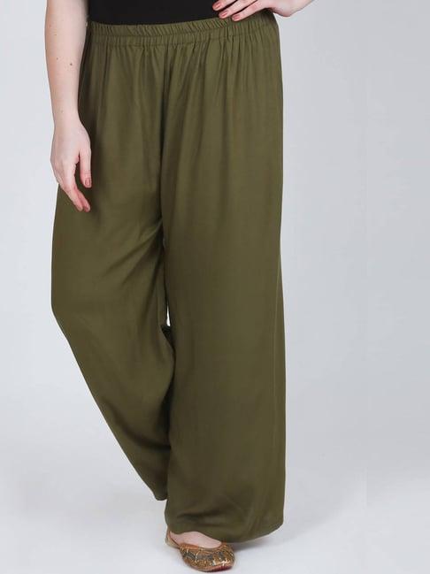 lastinch olive rayon regular fit palazzos