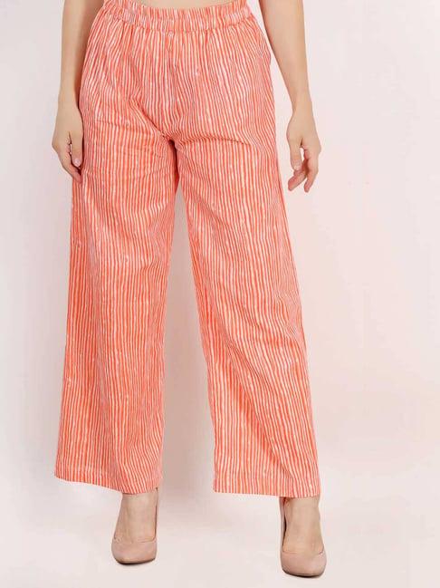 lastinch orange & white cotton striped palazzos