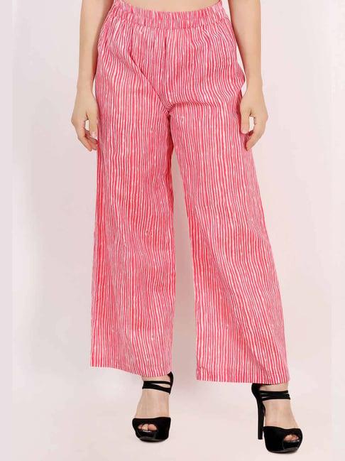 lastinch pink & white cotton striped palazzos