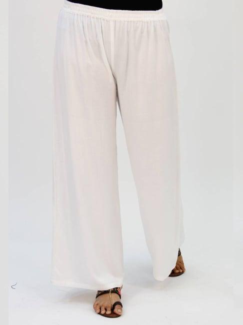 lastinch white rayon regular fit palazzos