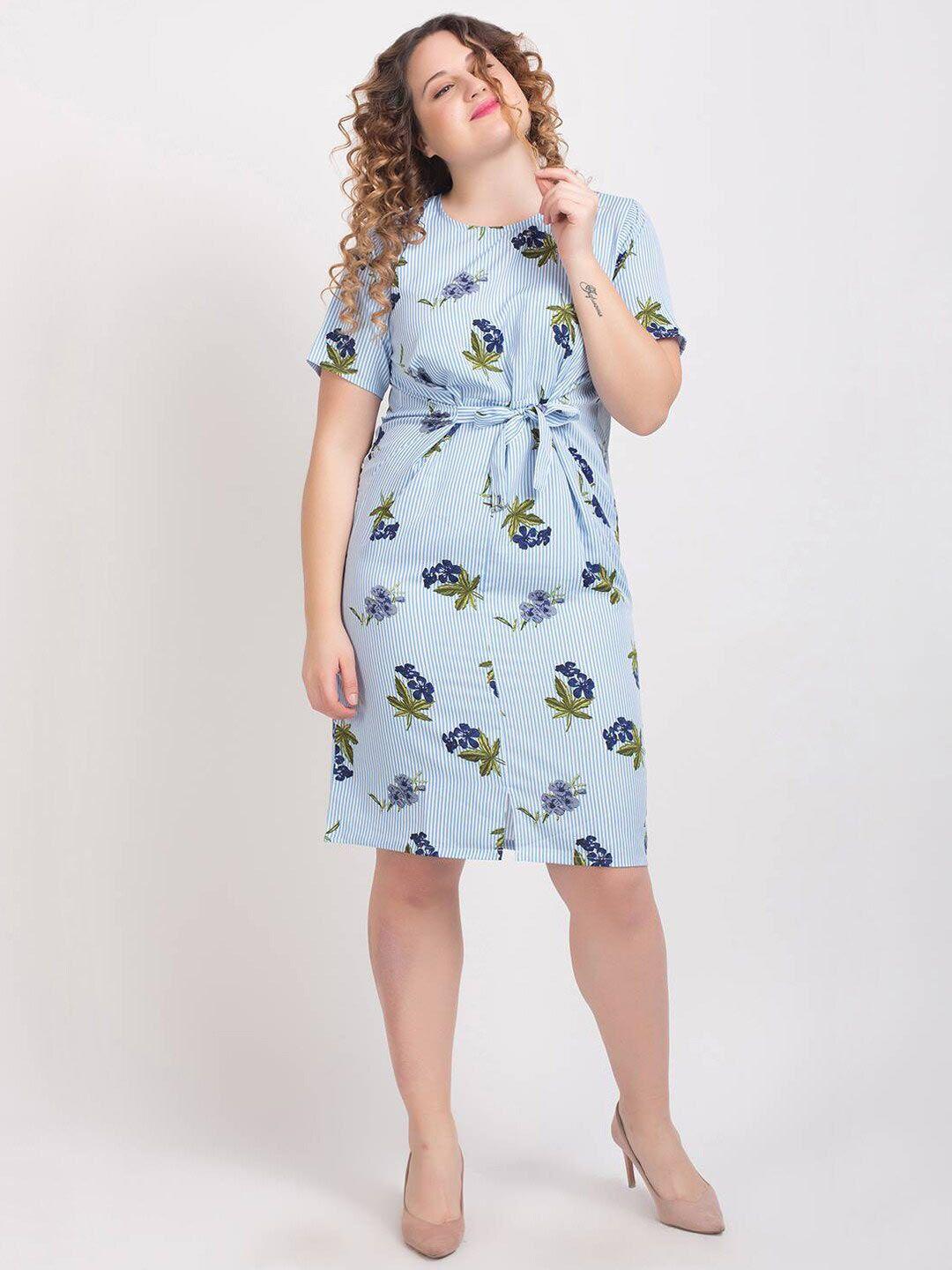 lastinch women blue floral printed dress