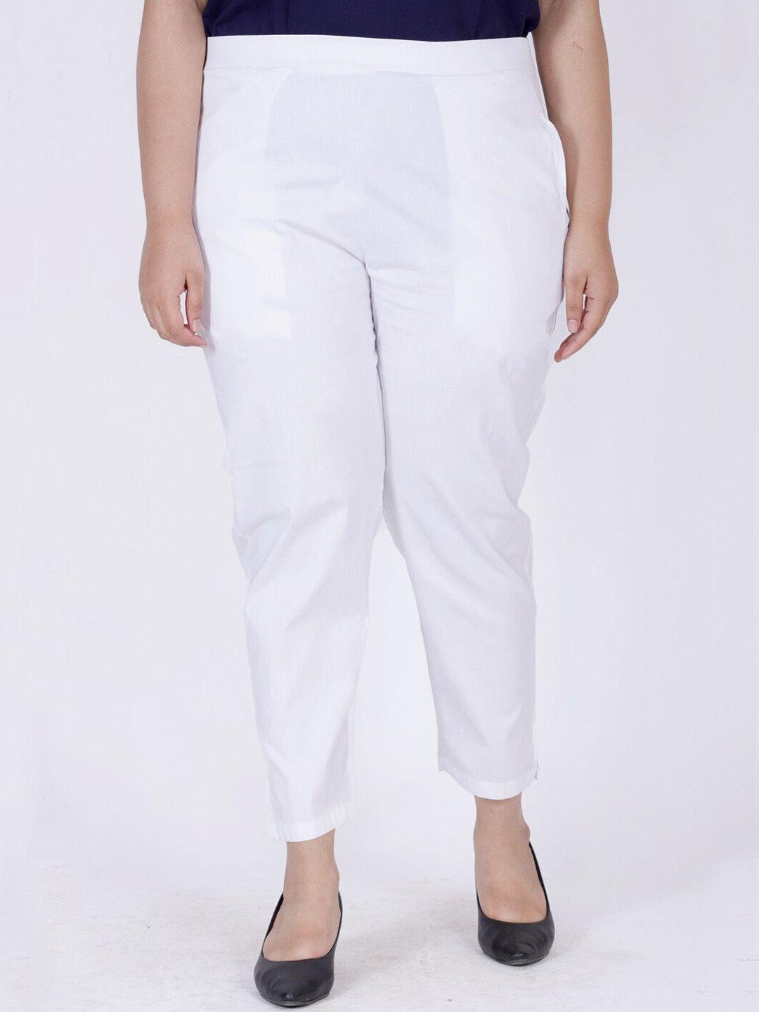 lastinch women white high-rise easy wash trousers