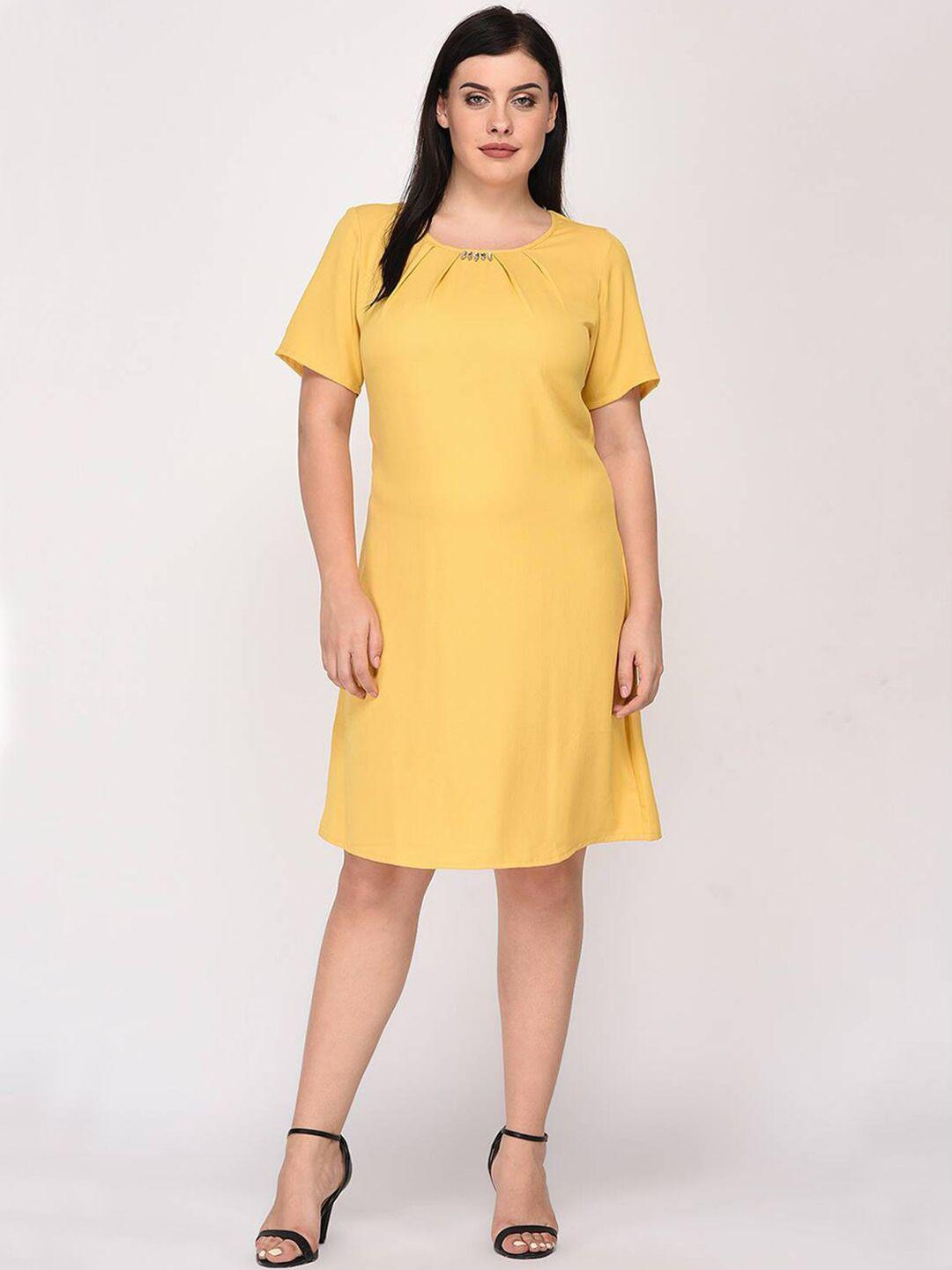 lastinch yellow solid a-line dress