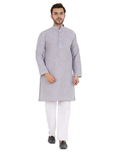 latest chikan men's cotton ethnic wear kurta (lkljg-46_light grey_3xl)