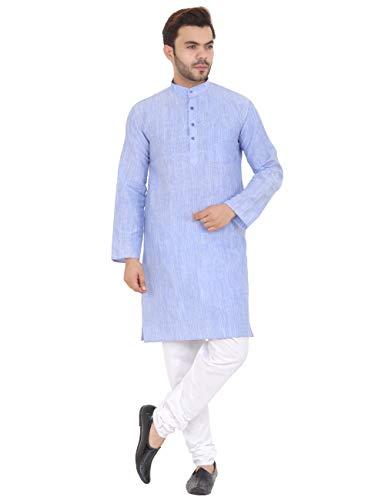 latest chikan men's cotton regular kurta (lkljbl-38_light blue_m)