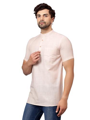 latest chikan men's cotton regular textured short kurta half sleeves - casual ethnic wear… new-05-lc10-38