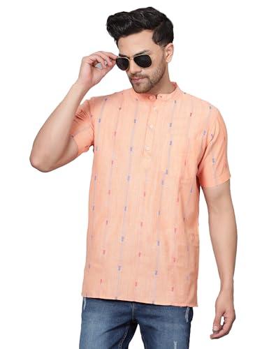 latest chikan men's cotton regular textured short kurta half sleeves - casual ethnic wear� lc-sknf-8-pc-40