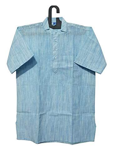 latest chikan men's cotton regular textured short kurta half sleeves - casual ethnic wear-1sk-lj-bl-42