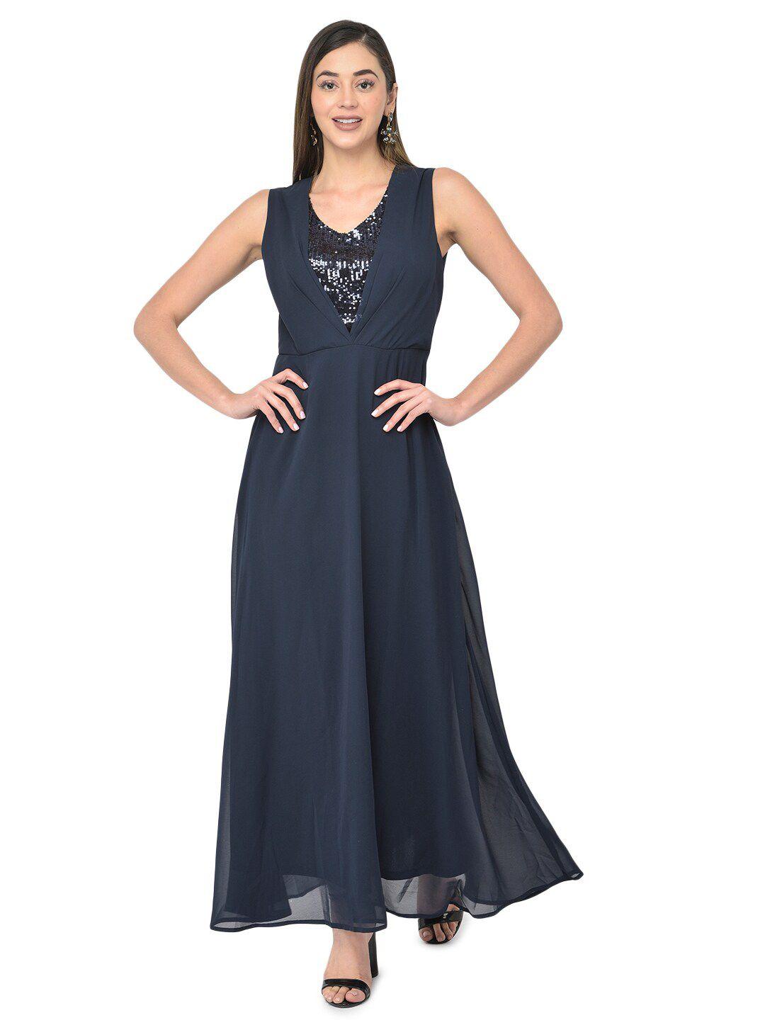 latin quarters blue solid maxi dress