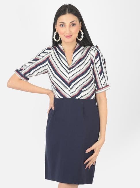 latin quarters blue striped shirt dress