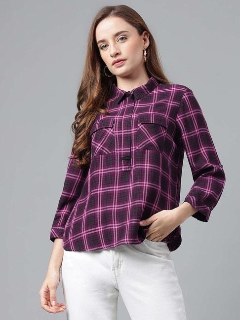latin quarters purple check shirt