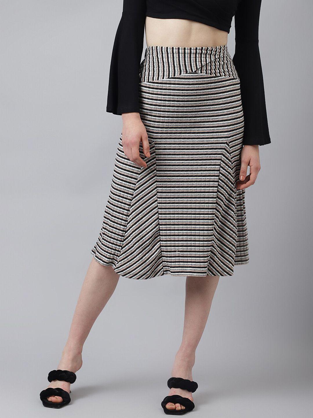 latin quarters striped a-line knee-length skirt