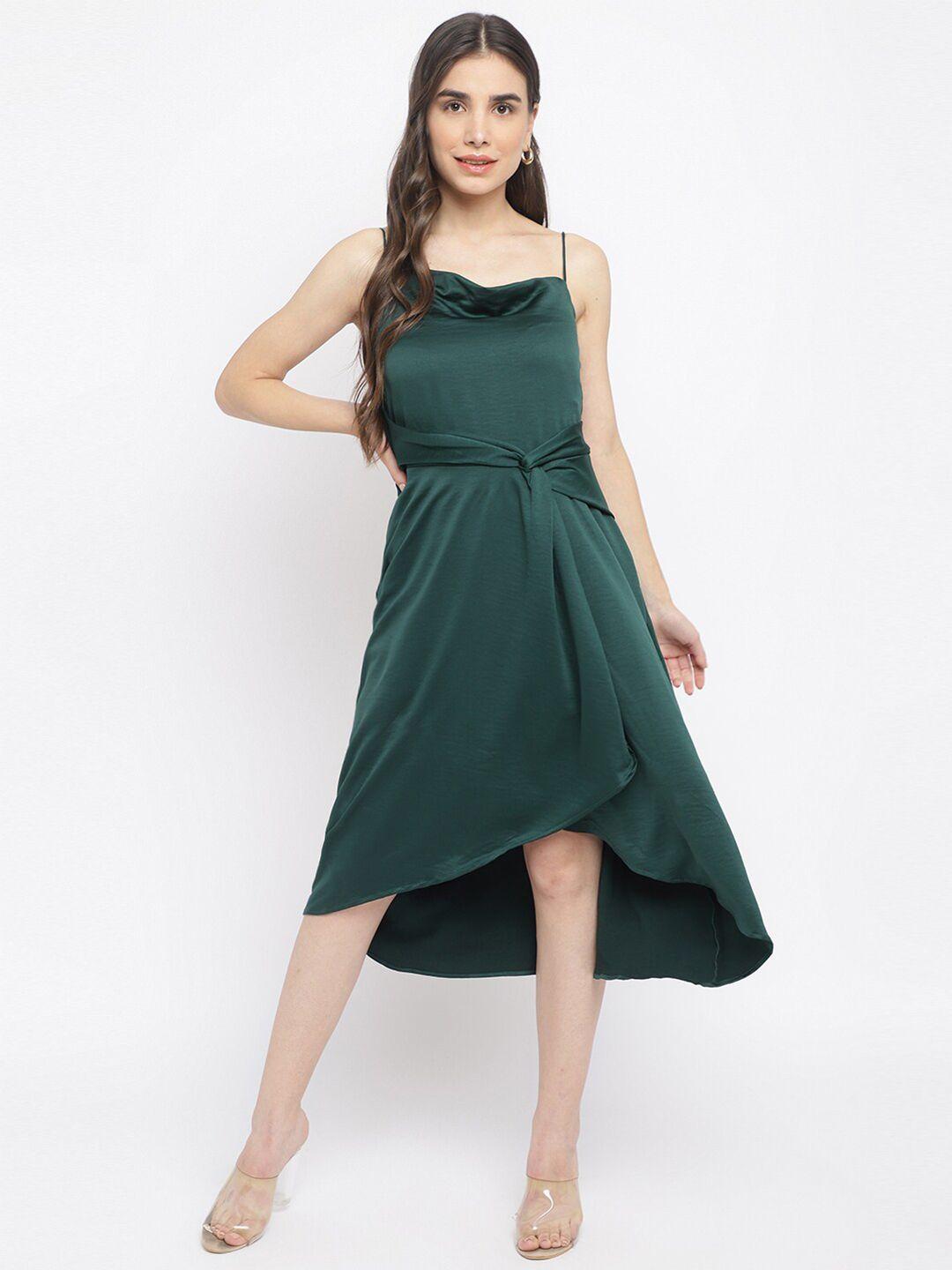 latin quarters women green solid midi dress