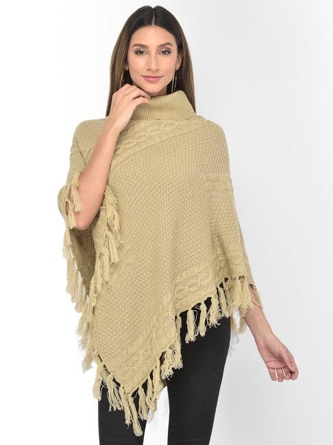 latin quarters beige self design poncho